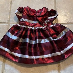 Bonnie Baby Burgundy and White Striped Dress